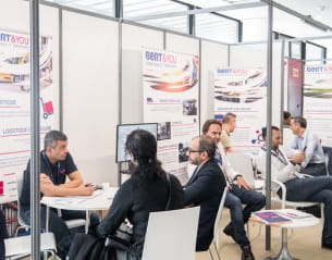 Many people on stands at Top Transport Europe.